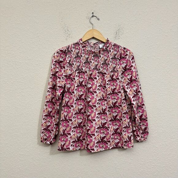 J. Crew Tops - J. CREW Smocked Button-Back Top in Liberty Butterfield Poppy #BL654